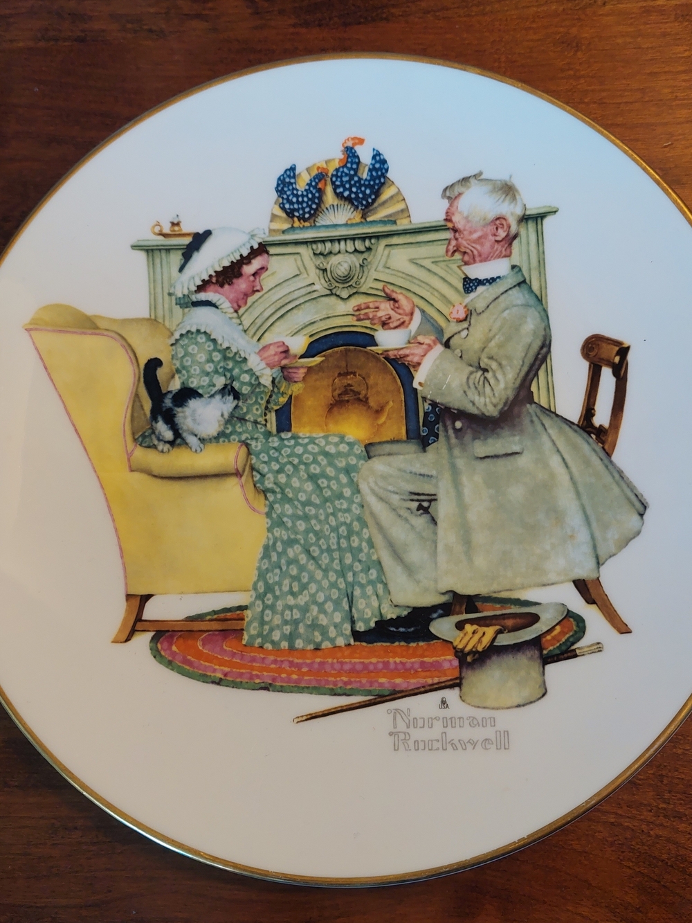 Norman Rockwell Yellow Accent Decorative Plate